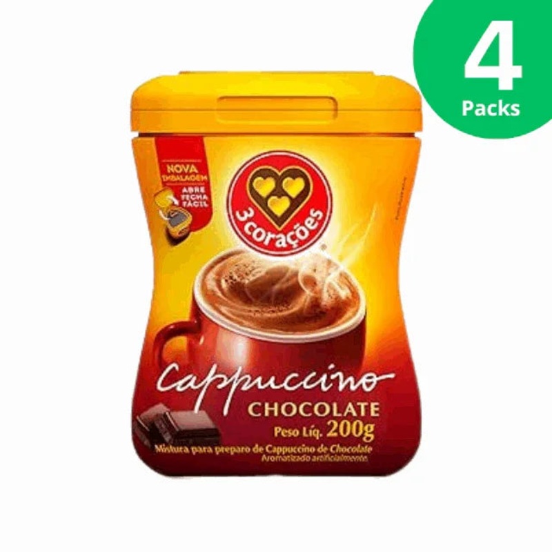 4-Pack 3 Coraes Cappuccino Chocolate Instant Mix – 4 x 200g (7.05 oz)