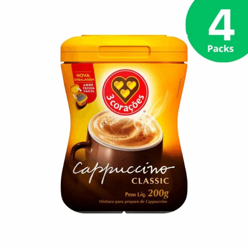 4-Pack 3 Coraes Classic Instant Cappuccino Mix – 4 x 200g (7.05 oz)