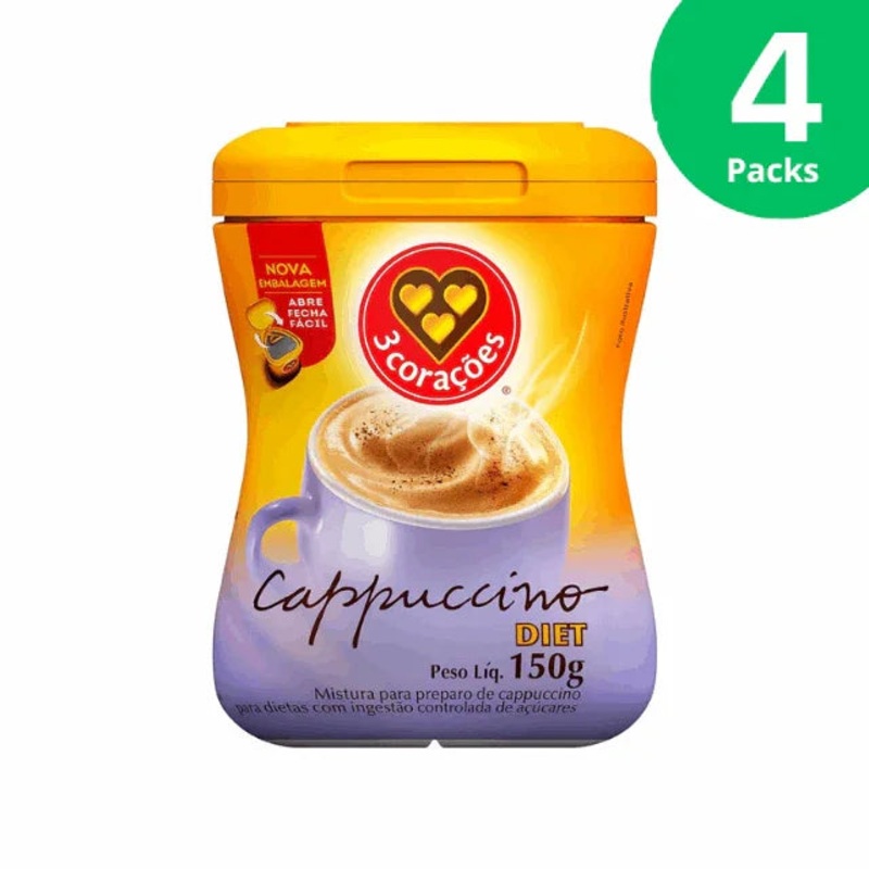 4-Pack 3 Coraes Diet Instant Cappuccino Mix – 4 x 150g (5.29 oz)