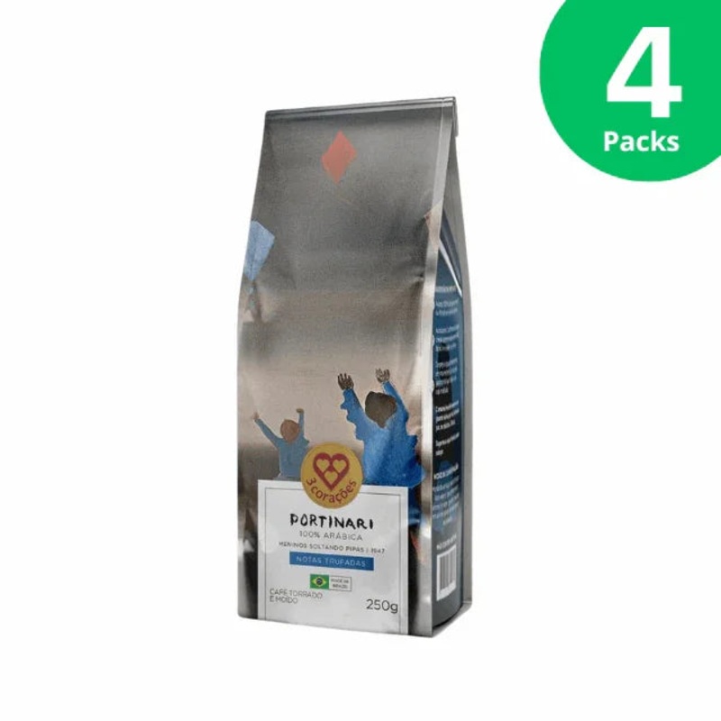4-Pack 3 Coraes Gourmet Portinari Truffled Notes Roasted and Ground Coffee 1947 Boys Flying Kites – 4 x 250g (8.8 oz)