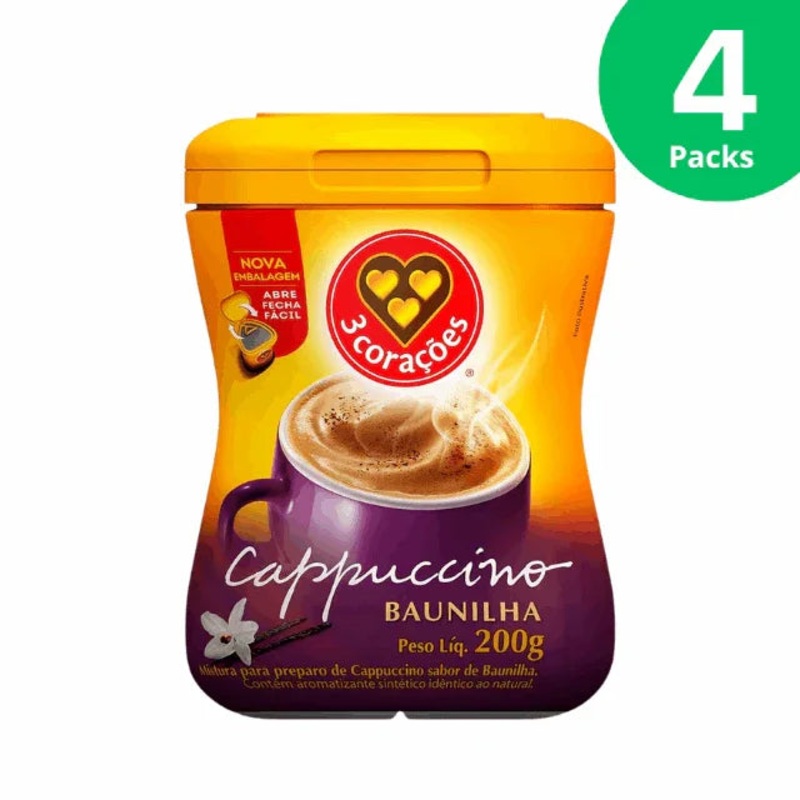 4-Pack 3 Coraes Vanilla Instant Cappuccino Mix – 4 x 200g (7.05 oz)