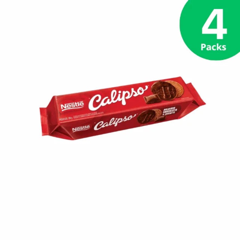 4-Pack CALIPSO Milk Chocolate Covered Cookies – 4 x 130g – Irresistible Sweet Treat – Nestl