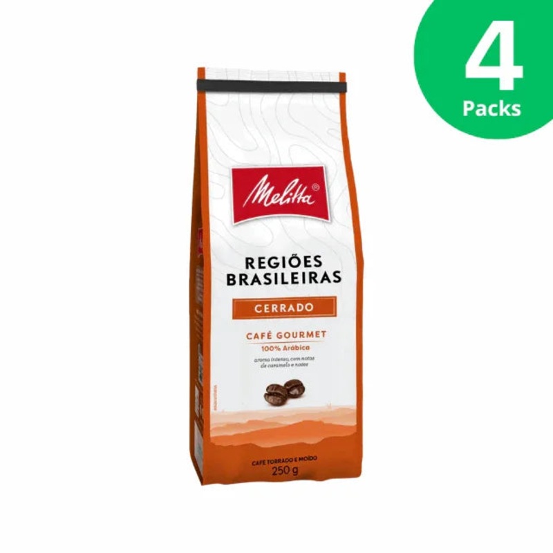 4-Pack Cerrado Melitta Gourmet Coffee Brazilian Regions – 4 x 250g / 8.8oz – Brazilian Arabica Coffee