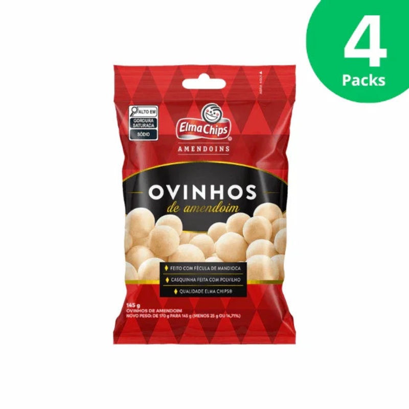4-Pack Elma Chips Peanut Eggs / Ovinhos de Amendoim – 4 x 145g (5.1oz)