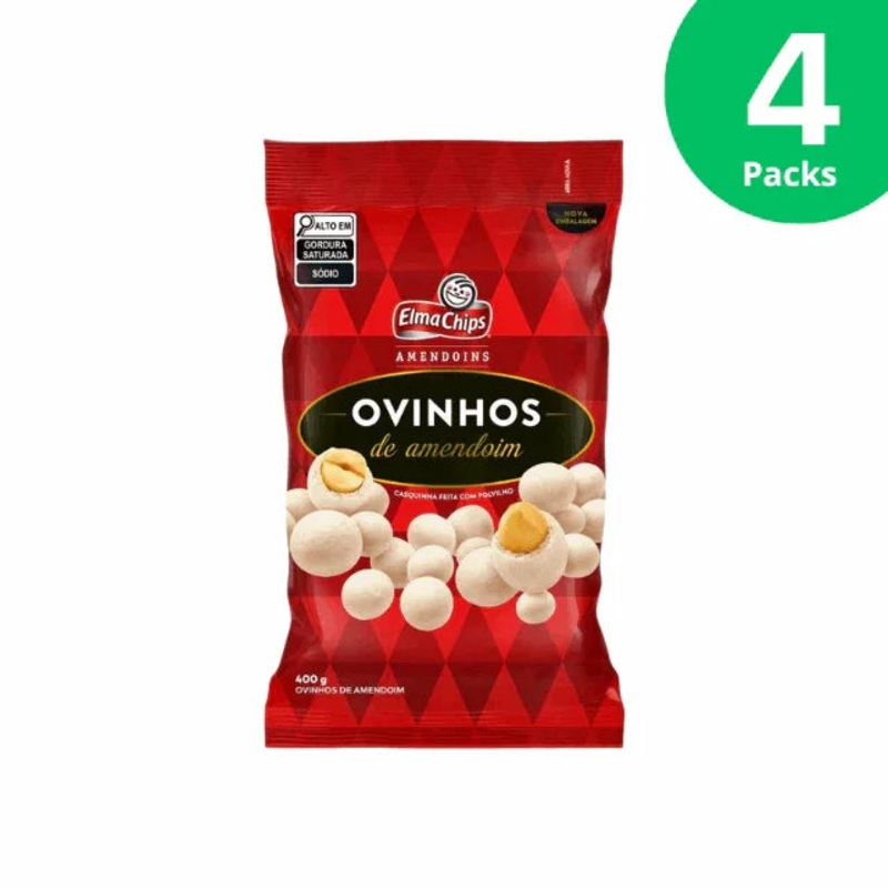 4-Pack Elma Chips Peanut Eggs / Ovinhos de Amendoim – 4 x 400g (14.1oz)