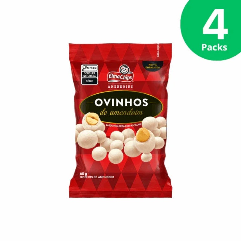 4-Pack Elma Chips Peanut Eggs  / Ovinhos de Amendoim – 4 x 65g (2.3oz)