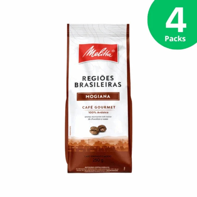 4-Pack Melitta Brazilian Regions Mogiana Coffee 4 x 250g (8.8oz) Rich chocolate and nutty notes – 100% Arabica Coffee