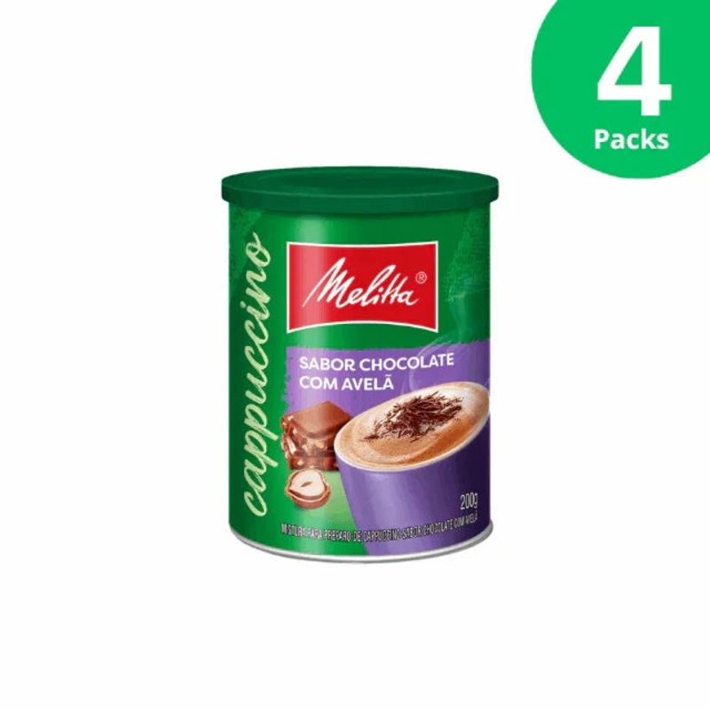 4-Pack Melitta Instant Cappuccino Chocolate Hazelnut – 4 x 200g (7.05oz) Can