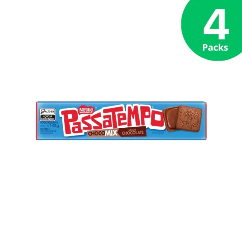 4-Pack Nestl Passatempo ChocoMix Chocolate-Filled Biscuits – 4 x 130g (4.59 oz)