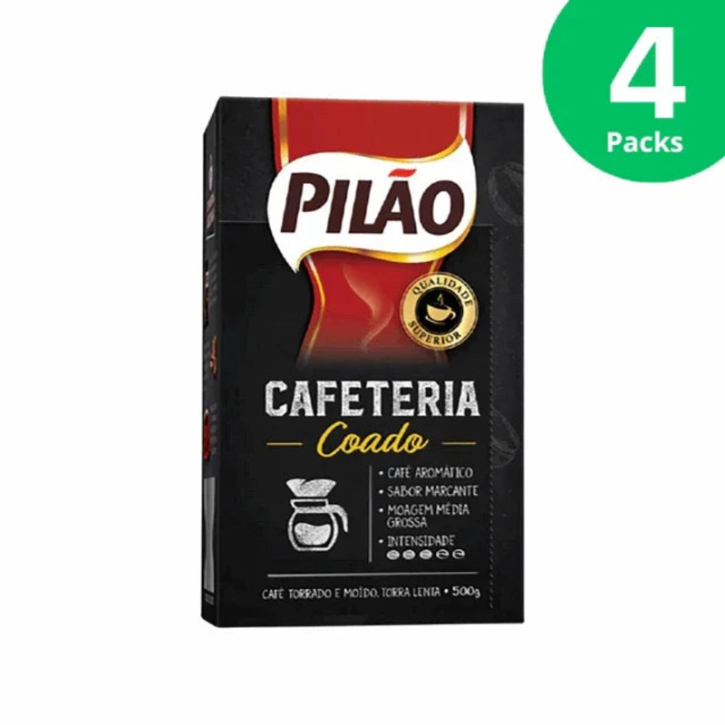 4-Pack Pilo Cafeteria Coado Ground Coffee – 4 x 500g (17.6 oz)