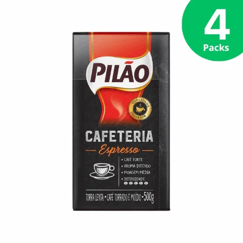 4-Pack Pilo Cafeteria Espresso Ground Coffee – 4 x 500g (17.6 oz)
