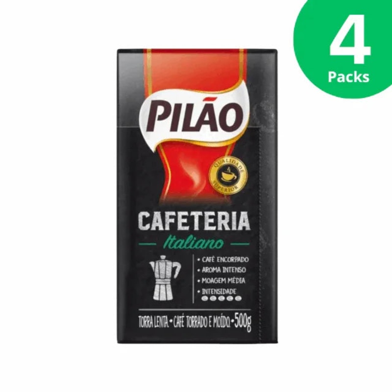4-Pack Pilo Cafeteria Italiano Ground Coffee – 4 x 500g (17.6 oz)