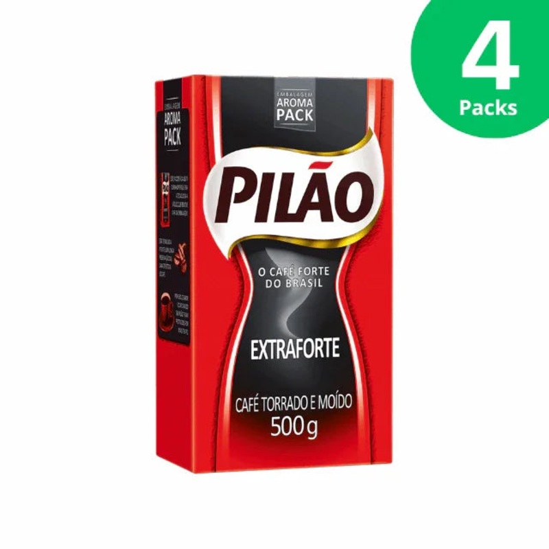 4-Pack Pilo Extra Forte/Strong Coffee  Ground & Roasted – 4 x 500g (17.6 oz) Vacuum Pack