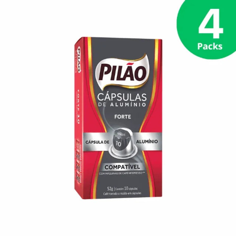 4-Pack Pilo Forte Coffee Capsules – Aluminum – 4 x 52g/1.83oz 10 caps – Nespresso Compatible