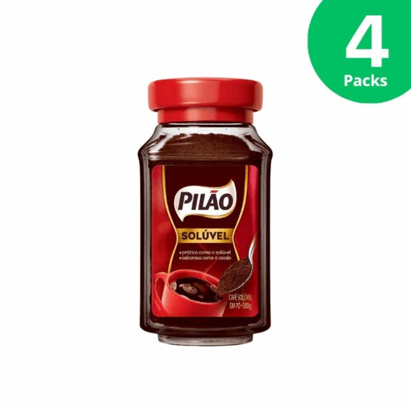 4-Pack Pilo Soluble Instant Coffee Glass Jar – 4 x 100g (3.53 oz) – Strong and Flavorful