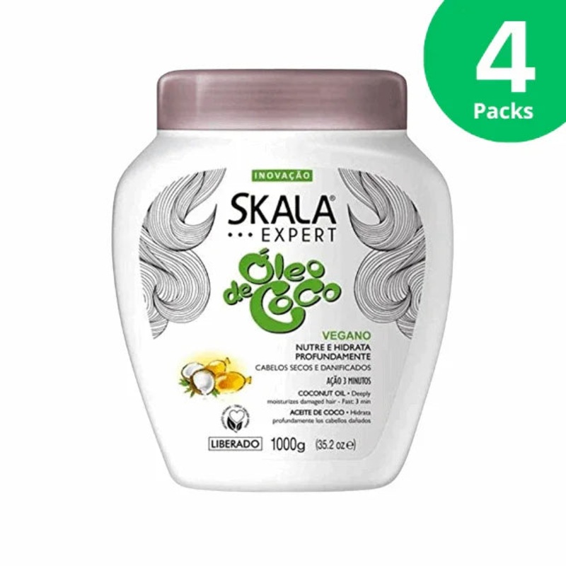 4-Pack Skala Coconut Oil Treatment Cream – 4 x 1kg (35.3 oz) – Vegan, Sulfate and Paraben-Free