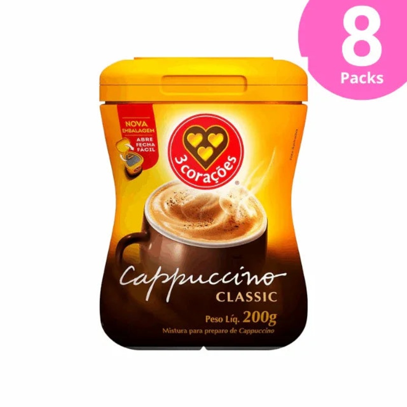 8-Pack 3 Coraes Classic Instant Cappuccino Mix – 8 x 200g (7.05 oz)