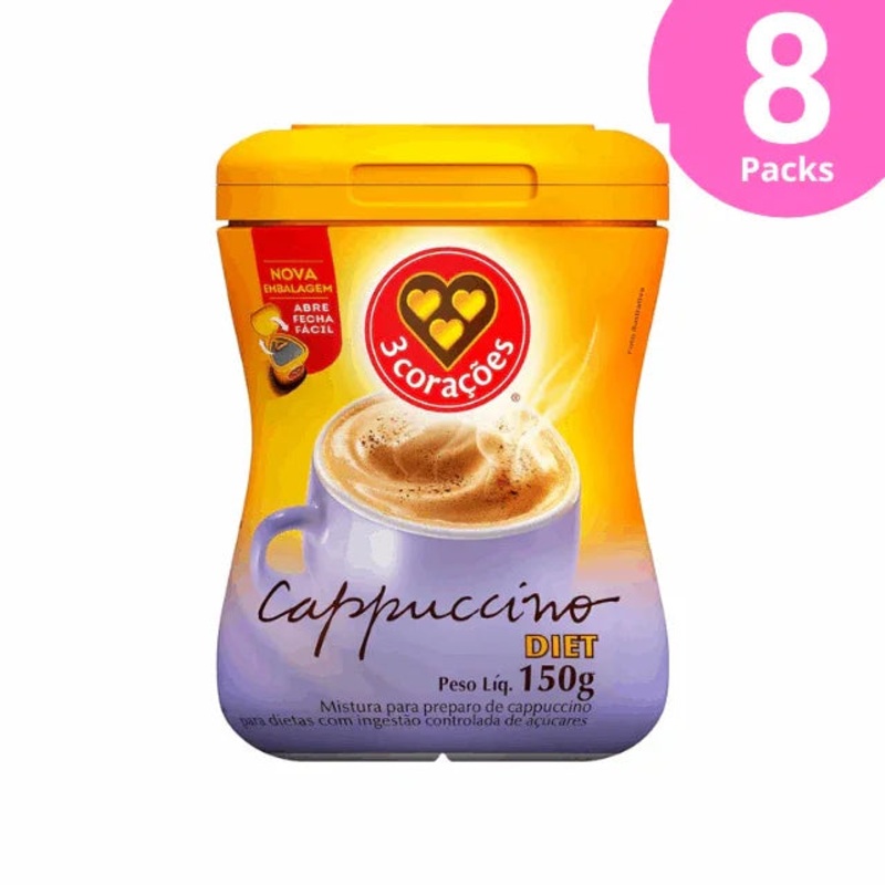 8-Pack 3 Coraes Diet Instant Cappuccino Mix – 8 x 150g (5.29 oz)