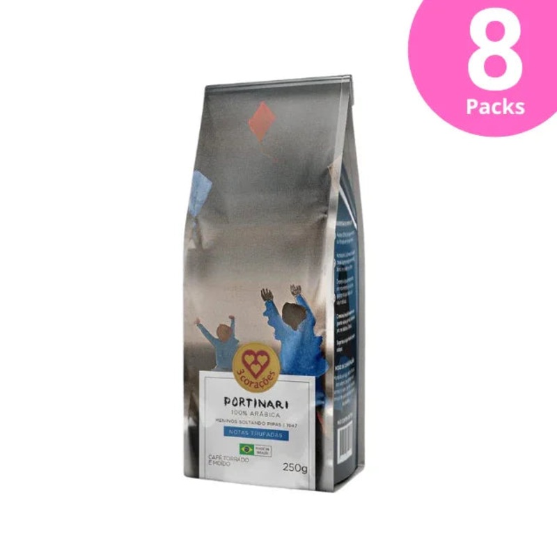 8-Pack 3 Coraes Gourmet Portinari Truffled Notes Roasted and Ground Coffee 1947 Boys Flying Kites – 8 x 250g (8.8 oz)