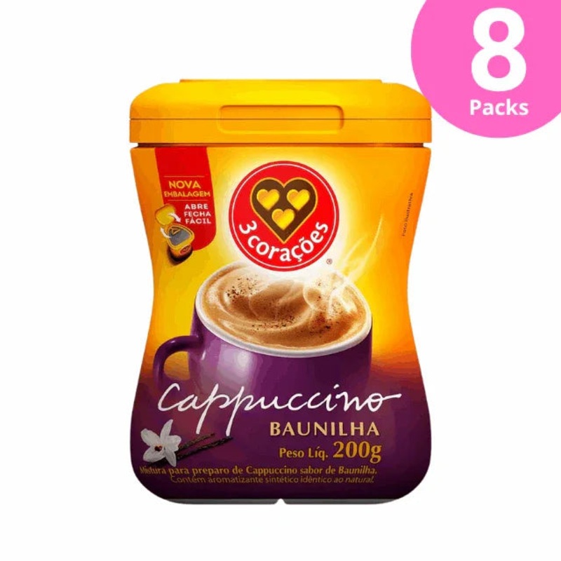 8-Pack 3 Coraes Vanilla Instant Cappuccino Mix – 8 x 200g (7.05 oz)