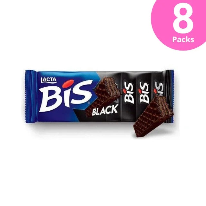 8-Pack Bis Black Wafer Chocolate – 8 x 100,8g (3.5oz) Lacta