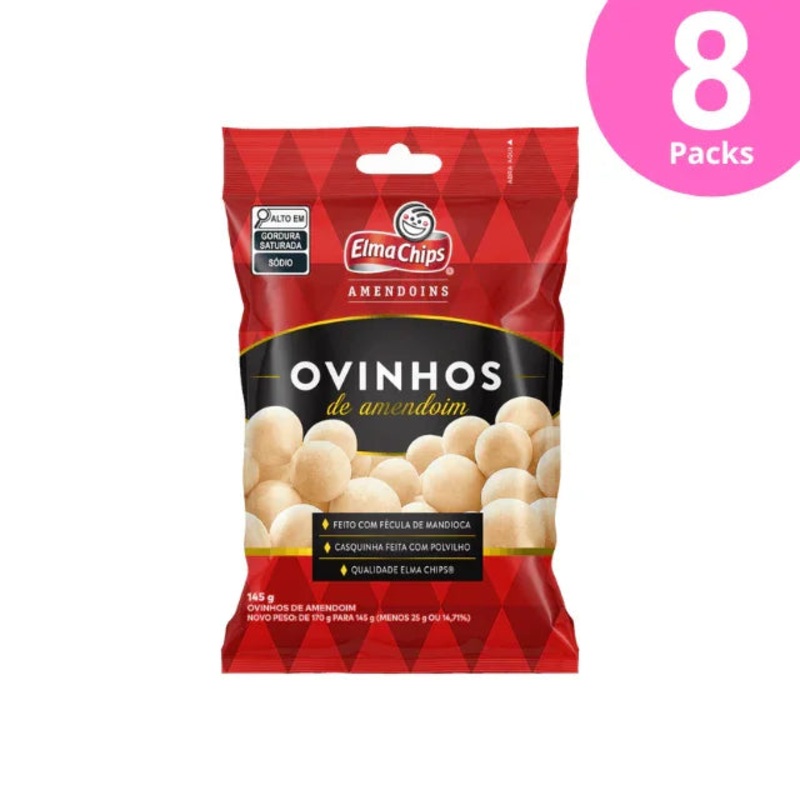 8-Pack Elma Chips Peanut Eggs / Ovinhos de Amendoim – 8 x 145g (5.1oz)