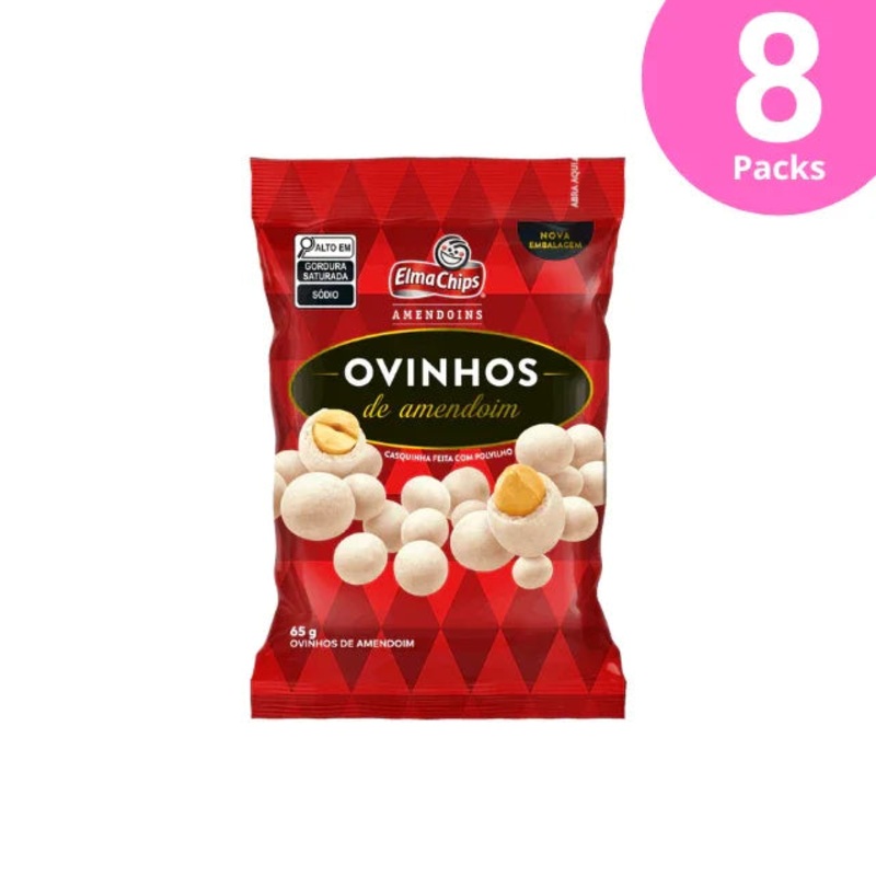 8-Pack Elma Chips Peanut Eggs  / Ovinhos de Amendoim – 8 x 65g (2.3oz)