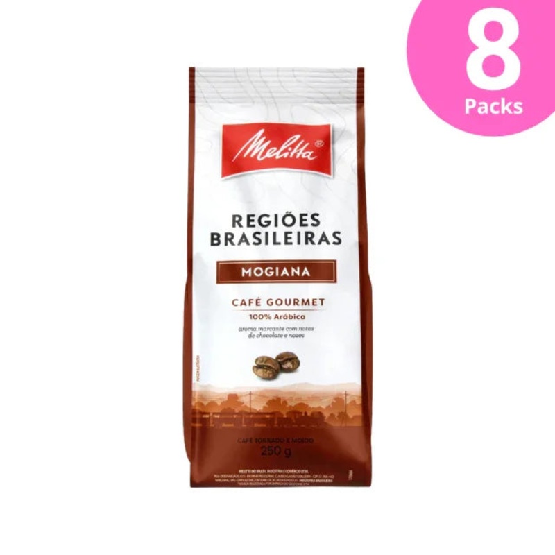 8-Pack Melitta Brazilian Regions Mogiana Coffee – 8 x 250g (8.8oz) Rich chocolate and nutty notes – 100% Arabica Coffee