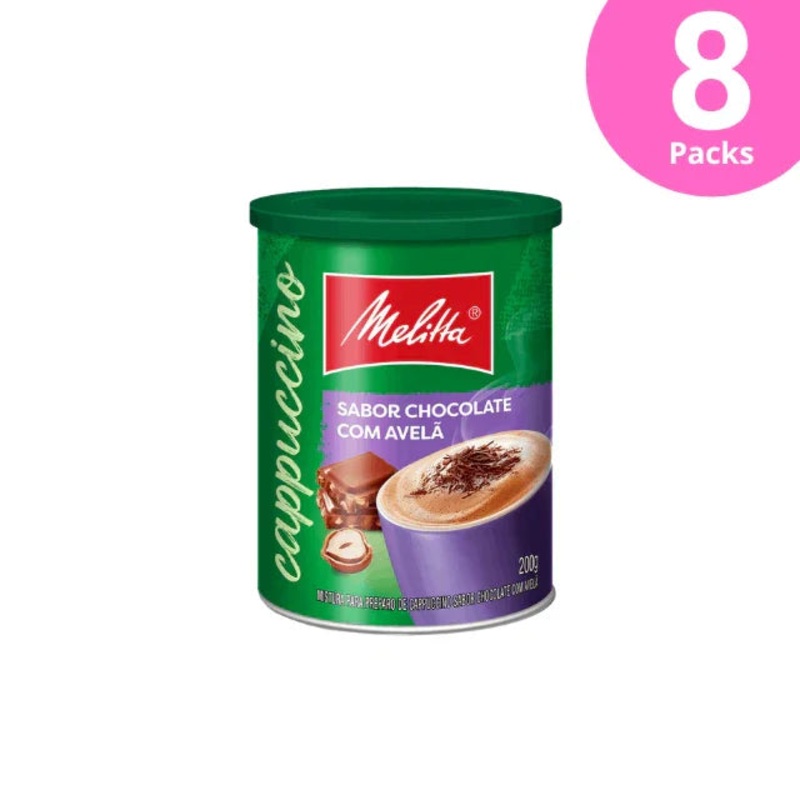 8-Pack Melitta Instant Cappuccino Chocolate Hazelnut – 8 x 200g (7.05oz) Can