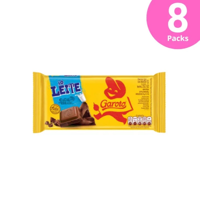 8-Pack Milk Chocolate Tablet – 8 x 80g (2.82oz) GAROTO
