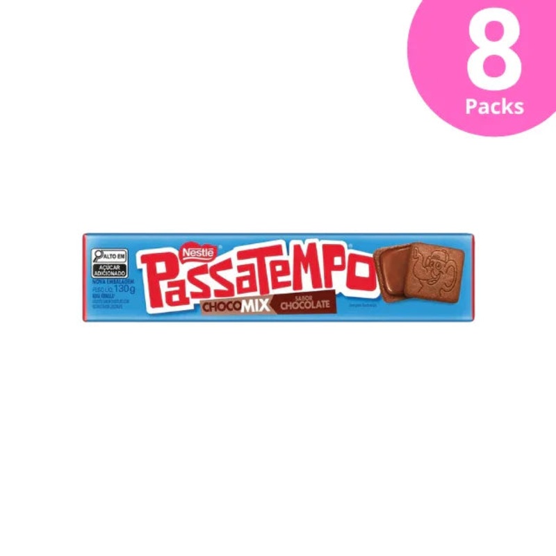 8-Pack Nestl Passatempo ChocoMix Chocolate-Filled Biscuits – 8 x 130g (4.59 oz)