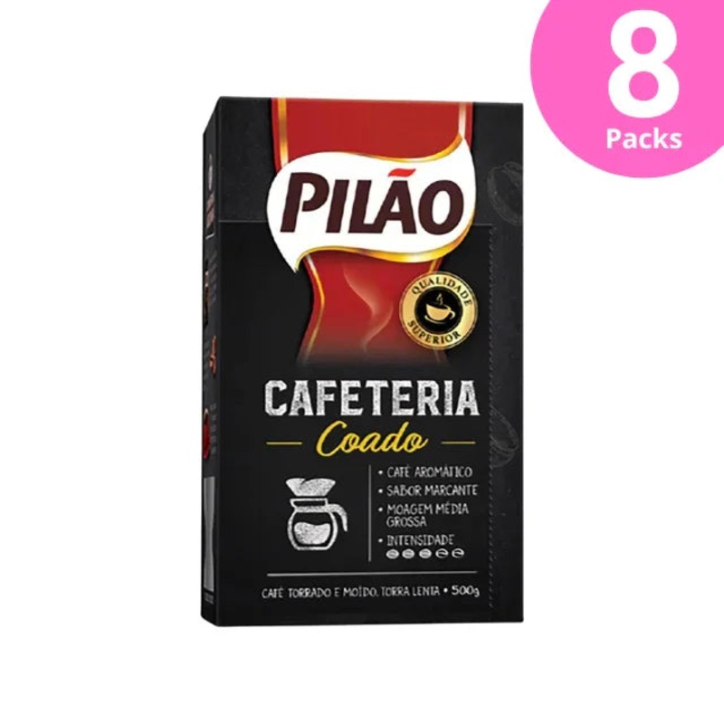 8-Pack Pilo Cafeteria Coado Ground Coffee – 8 x 500g (17.6 oz)