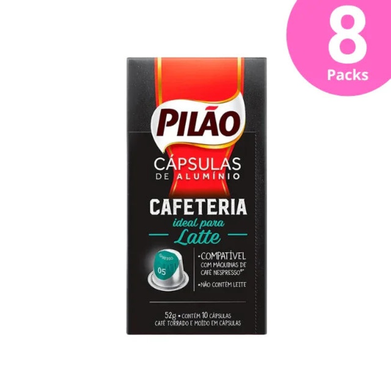 8-Pack Pilo Cafeteria Coffee Capsules – Aluminum – 8 x 52g/1.83oz 10 caps – Nespresso Compatible
