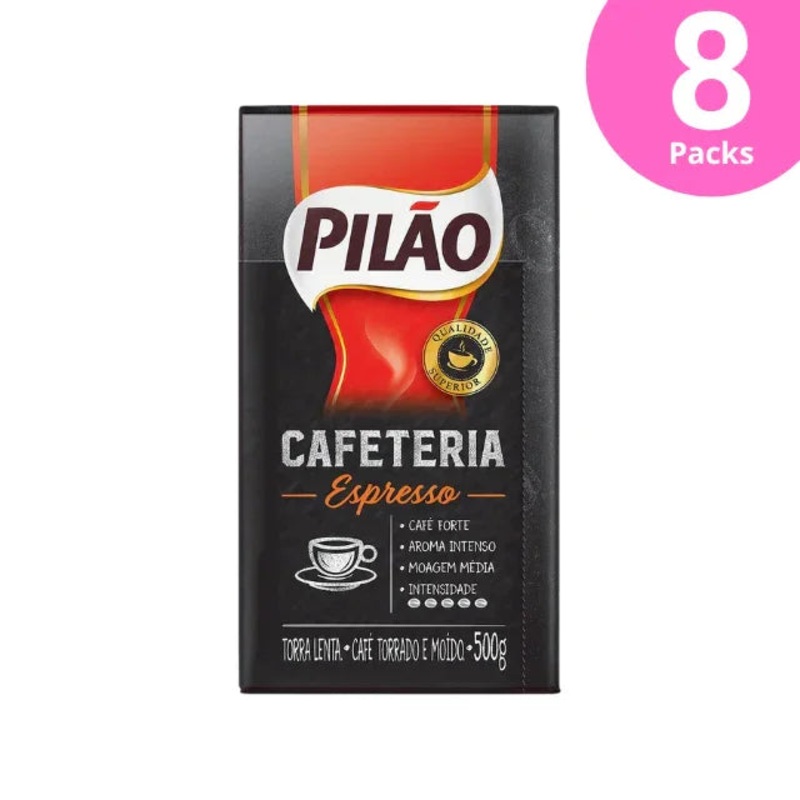 8-Pack Pilo Cafeteria Espresso Ground Coffee – 8 x 500g (17.6 oz)