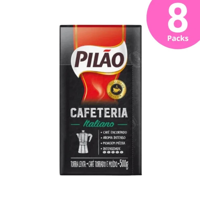 8-Pack Pilo Cafeteria Italiano Ground Coffee – 8 x 500g (17.6 oz)