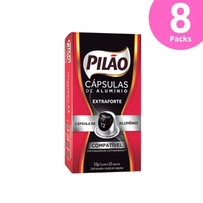 8-Pack Pilo Extra Forte Coffee Capsules – Aluminum – 8 x 52g/1.83oz 10 caps – Nespresso Compatible