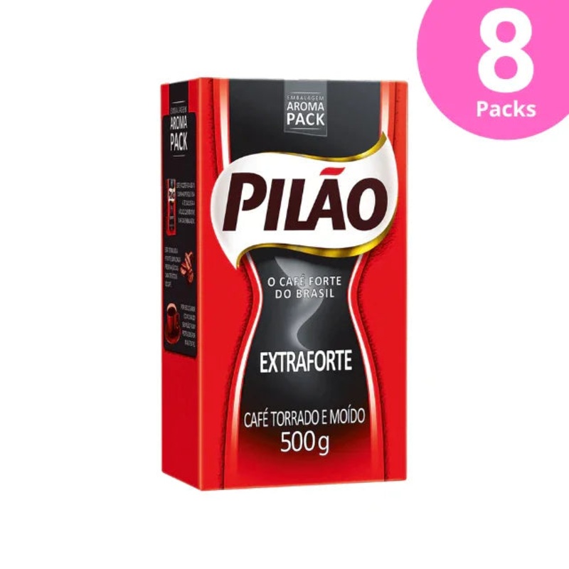 8-Pack Pilo Extra Forte/Strong Coffee  Ground & Roasted – 8 x 500g (17.6 oz) Vacuum Pack