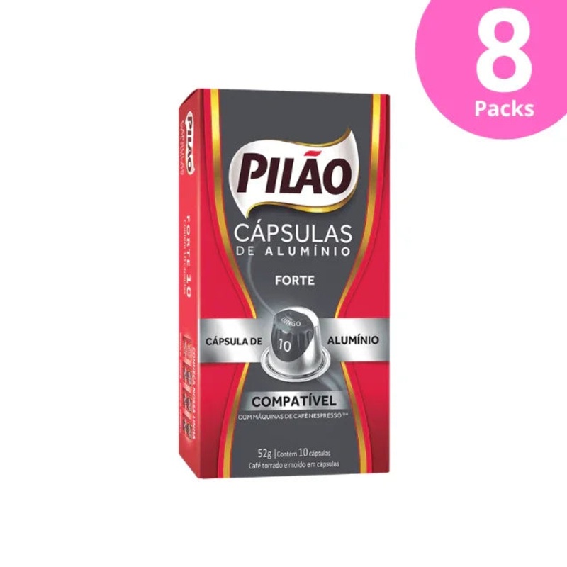 8-Pack Pilo Forte Coffee Capsules – Aluminum – 8 x 52g/1.83oz 10 caps – Nespresso Compatible