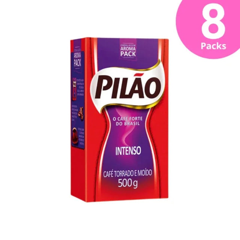 8-Pack Pilo Intense Ground Coffee, Vacuum Packed – 8 x 500g (17.6 oz)