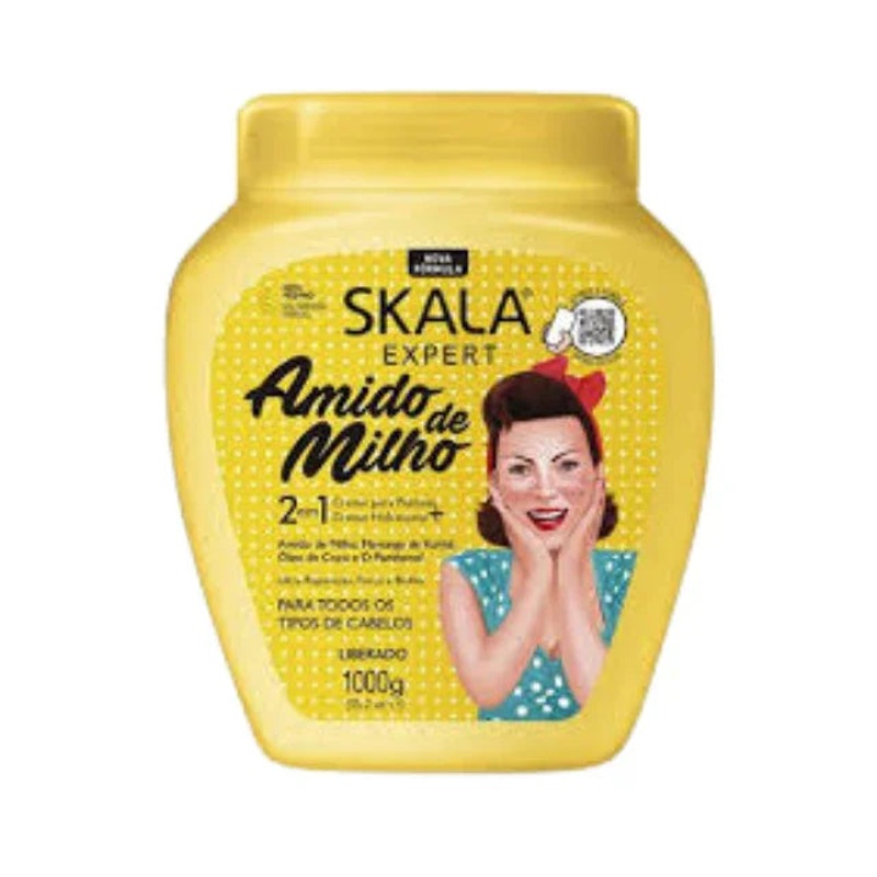 Skala Amido de Milho 2 in 1 – Corn Starch – Leave-in Conditioner and Hydrating Cream, 1000g (35.3 oz) – Vegan, Sulfate and Paraben-Free