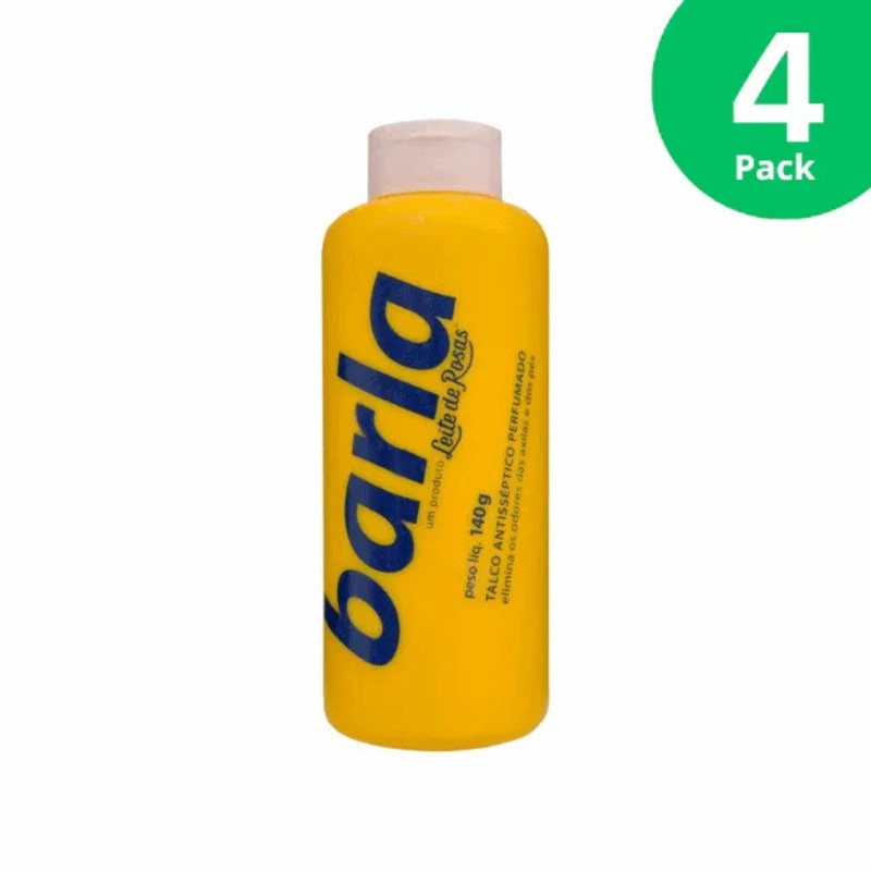 4-Pack Barla Leite de Rosas Antiseptic Talcum Powder, 4 x 140g (4.93 oz)
