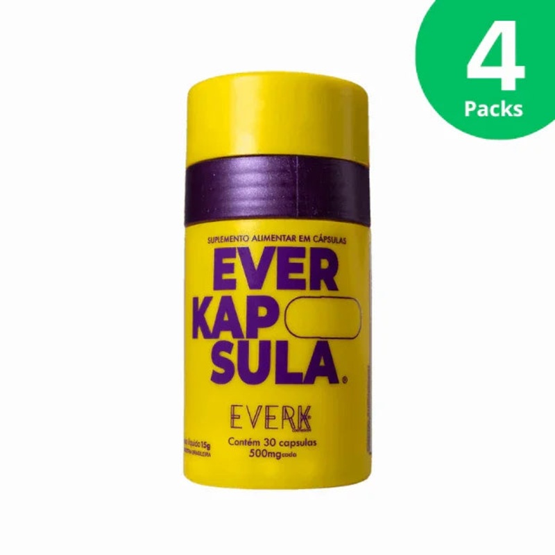 4-Pack Everkpsula – 30 Capsules (500mg) | Hair Growth Supplement | 15g (0.53oz) – 4 Bottles