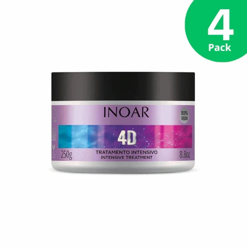 4-Pack Inoar 4D Hair Mask – Intensive Treatment, 4 x 8.8 oz (250g)