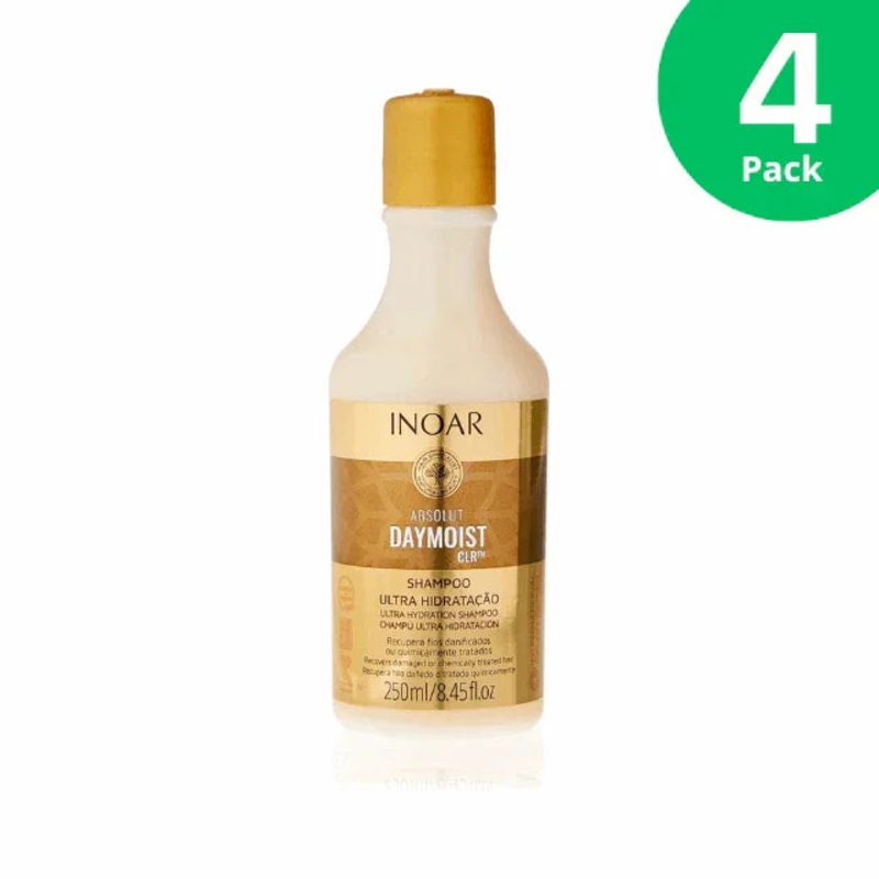 4-Pack Inoar Absolut DayMoist CLR Ultra Hydration Shampoo – 4 x 250 ml (8.45 fl oz)