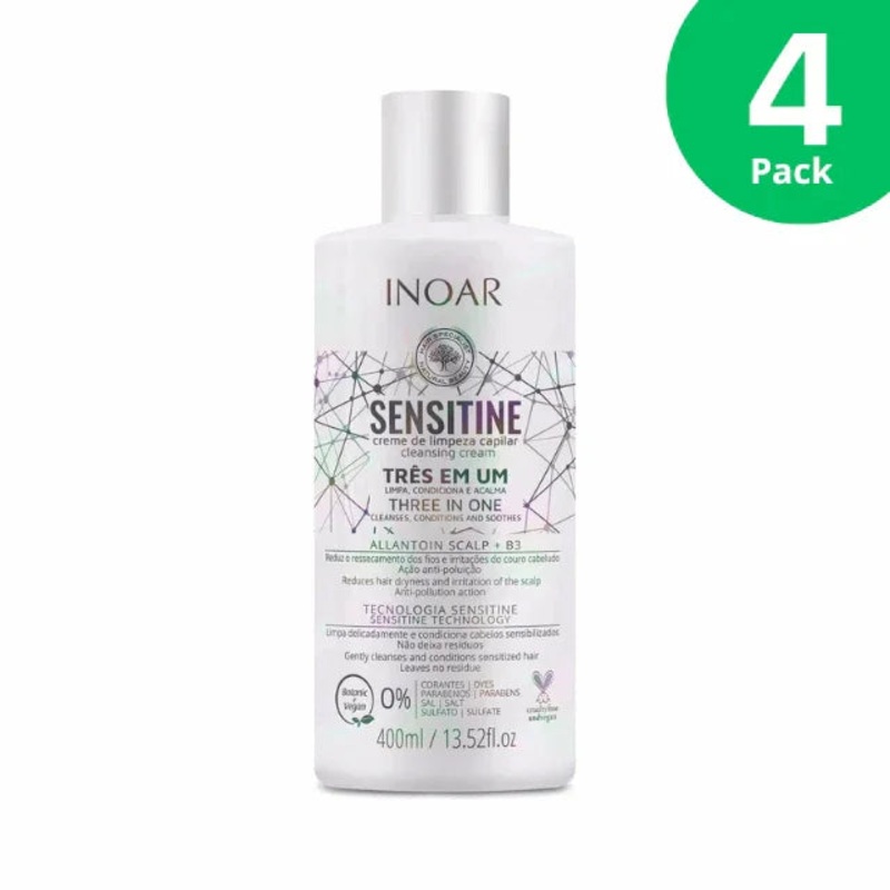 4-Pack Inoar Sensitine 3-in-1 Cleansing Cream – 4 x 13.52 fl. oz (400 ml)