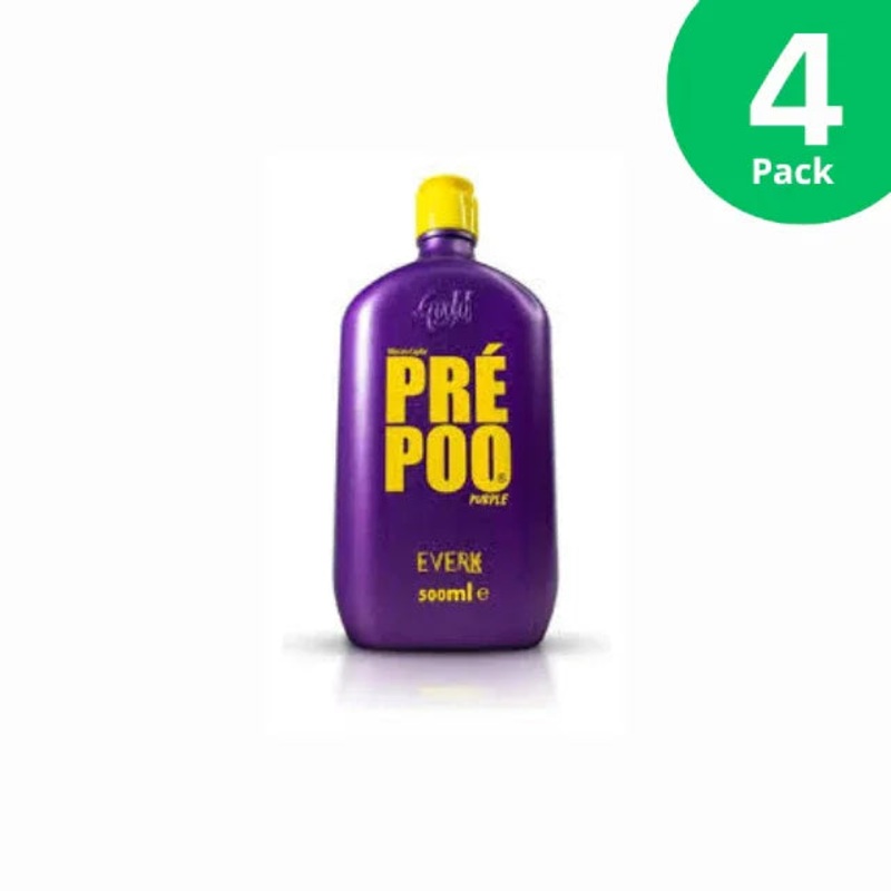 4-Pack Pre-Poo Purple by Everk – Protective Hair Treatment, 4 x 500ml (17 oz) – Gold Spell