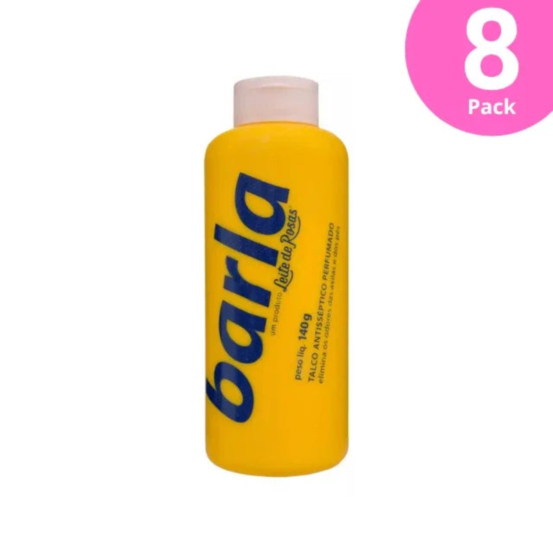 8-Pack Barla Leite de Rosas Antiseptic Talcum Powder, 8 x 140g (4.93 oz)
