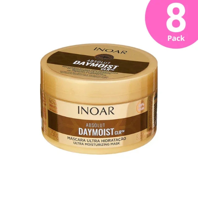8-Pack Inoar Absolut DayMoist CLR Ultra Moisturizing Hair Mask – 8 x 250g (8.8oz)