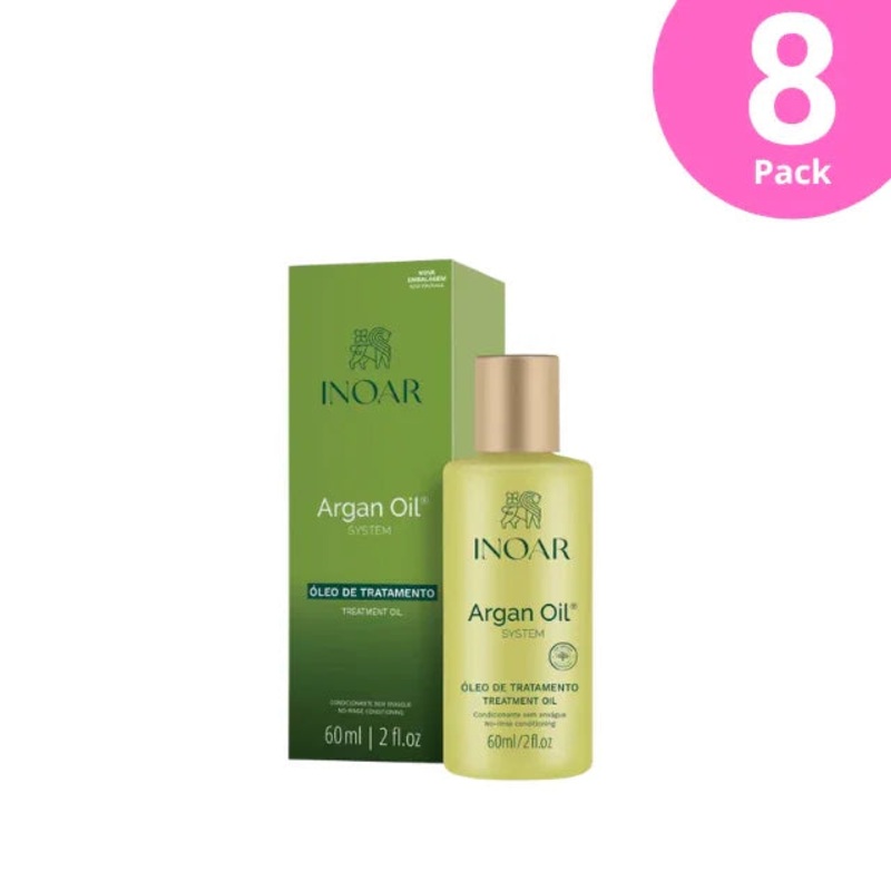8-Pack Inoar Argan Oil System – Hair Treatment Oil – 8 x 2 fl. oz (60ml)