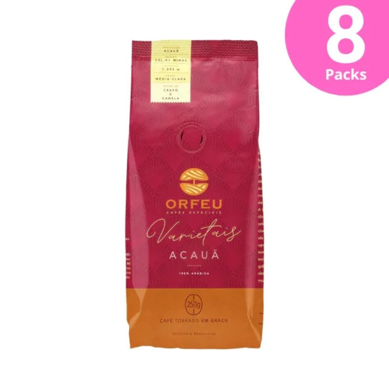 8-Pack Orfeu Acau Coffee Beans, Sul de Minas, 100% Arabica – 8 x 250g / 8.8oz – Varietal Line